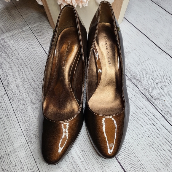 Etienne Aigner Haven Copper Brown High Heels Size 7.5 - Picture 2 of 9